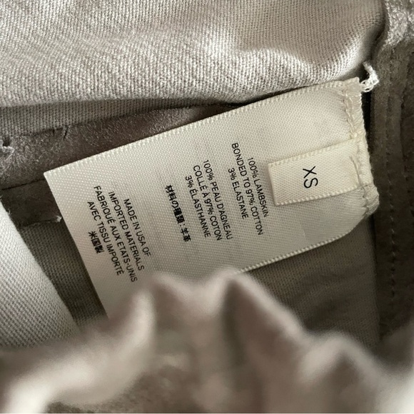 The Row Lambskin Leather Stretch Moto Leggings Gray - Picture 4 of 7